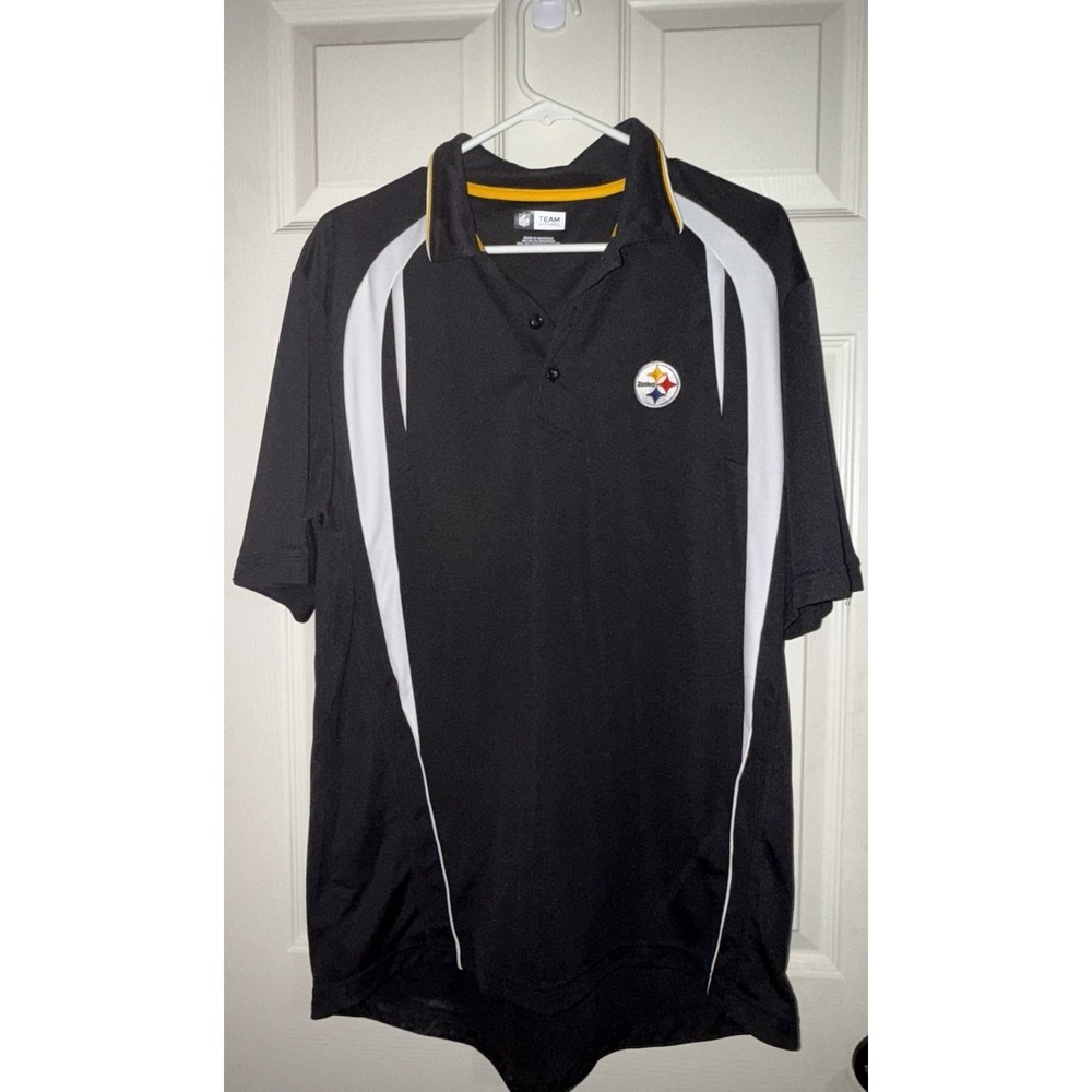Pittsburgh Steelers NFL Team Apparel Black Polo Shirt Men's L
